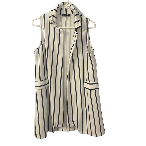 Shein Women's Open Front Long Vest Jacket Casual Sleeveless Longline Medium - Picture 2 of 7